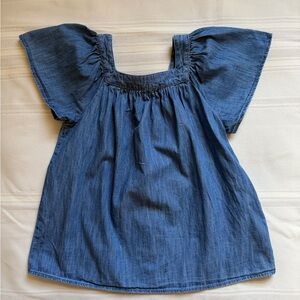 GAP Denim Ruffle Sleeve Blouse